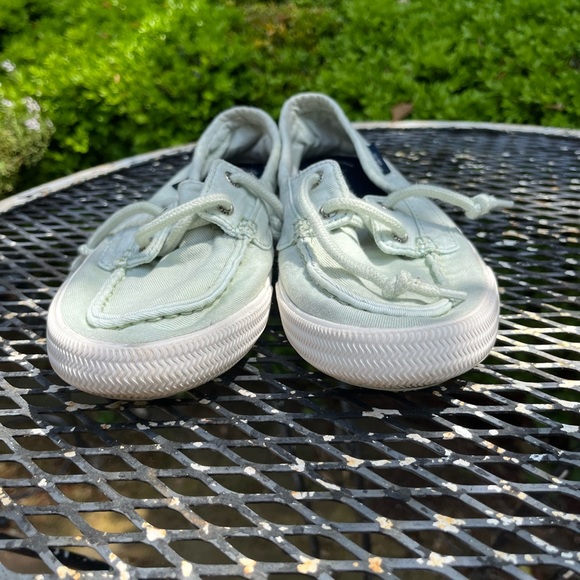 Light teal blue nautical slip on canvas Sperry Topsider boat sneaker shoe size 7 - Picture 3 of 6
